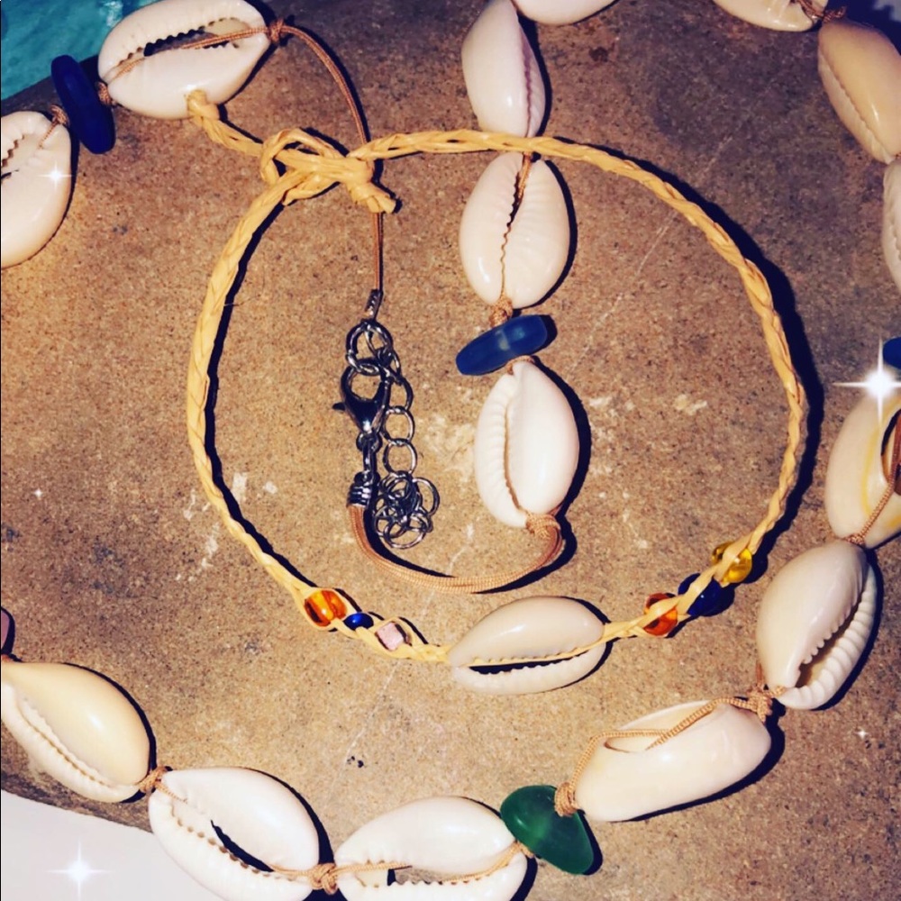 Seashell seaglass vsco girl necklace bracelet set